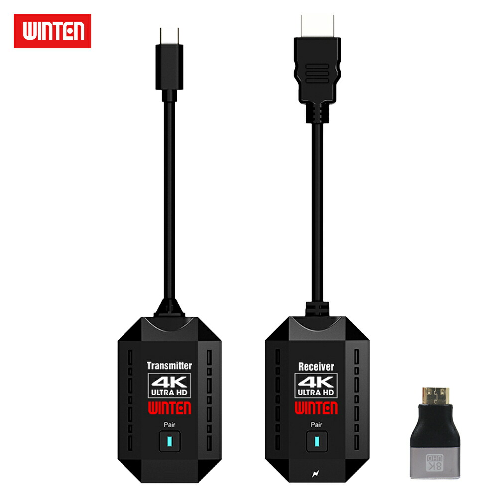 【SS大売り出し★ Ｐ10倍】無線電話 HDMI 送受信機 4K相応う USB-C繋ぎ合わせる 無線電話挿し画・物音移らす 画面鏡鑑輪っか相応う 日本技適公許手に入れる １番ウッド不必要 最大限度8台増設 取り替えっこアダプタ（miniHDMI）WTHL-WIFI4K-BK 6387