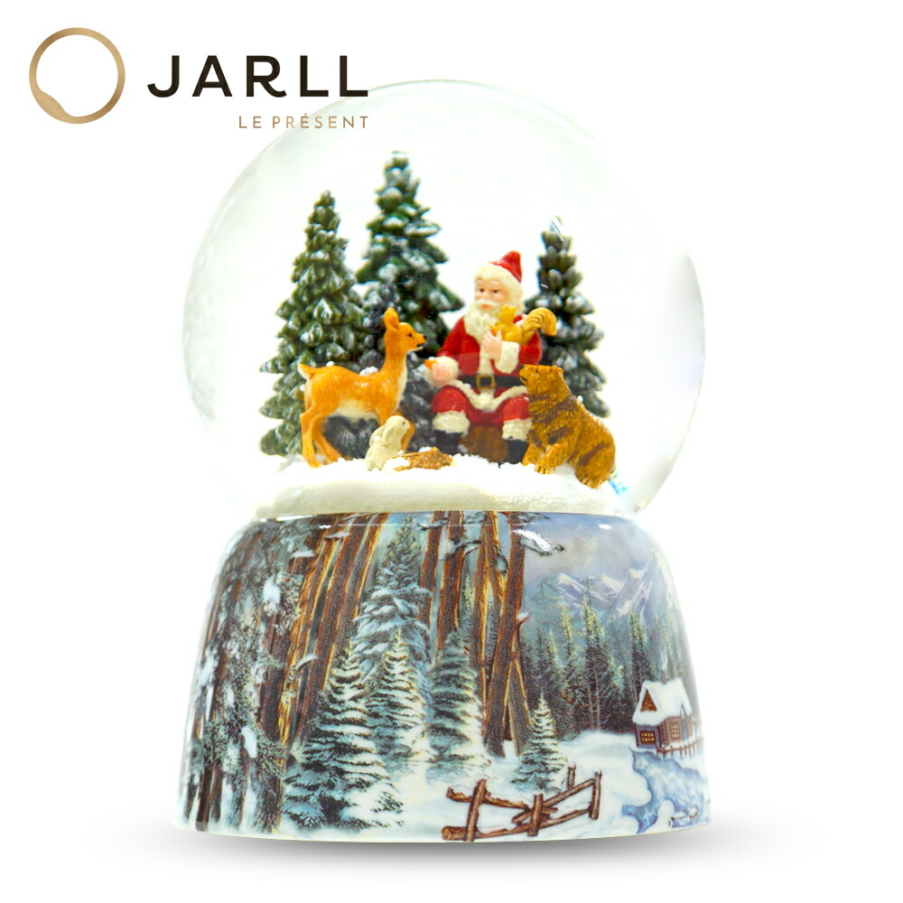 【SS大売り出し★ Ｐ10倍】【JARLL】スノードーム クリスマス 聖ニコラスと森の毛の荒物 御前上等 オルゴール（渦巻きばね式）差し上げ物 一緒になる祝賀会 生まれ落ちる日 室内装飾 飾りつけ スノーグローブ HX1219 6731