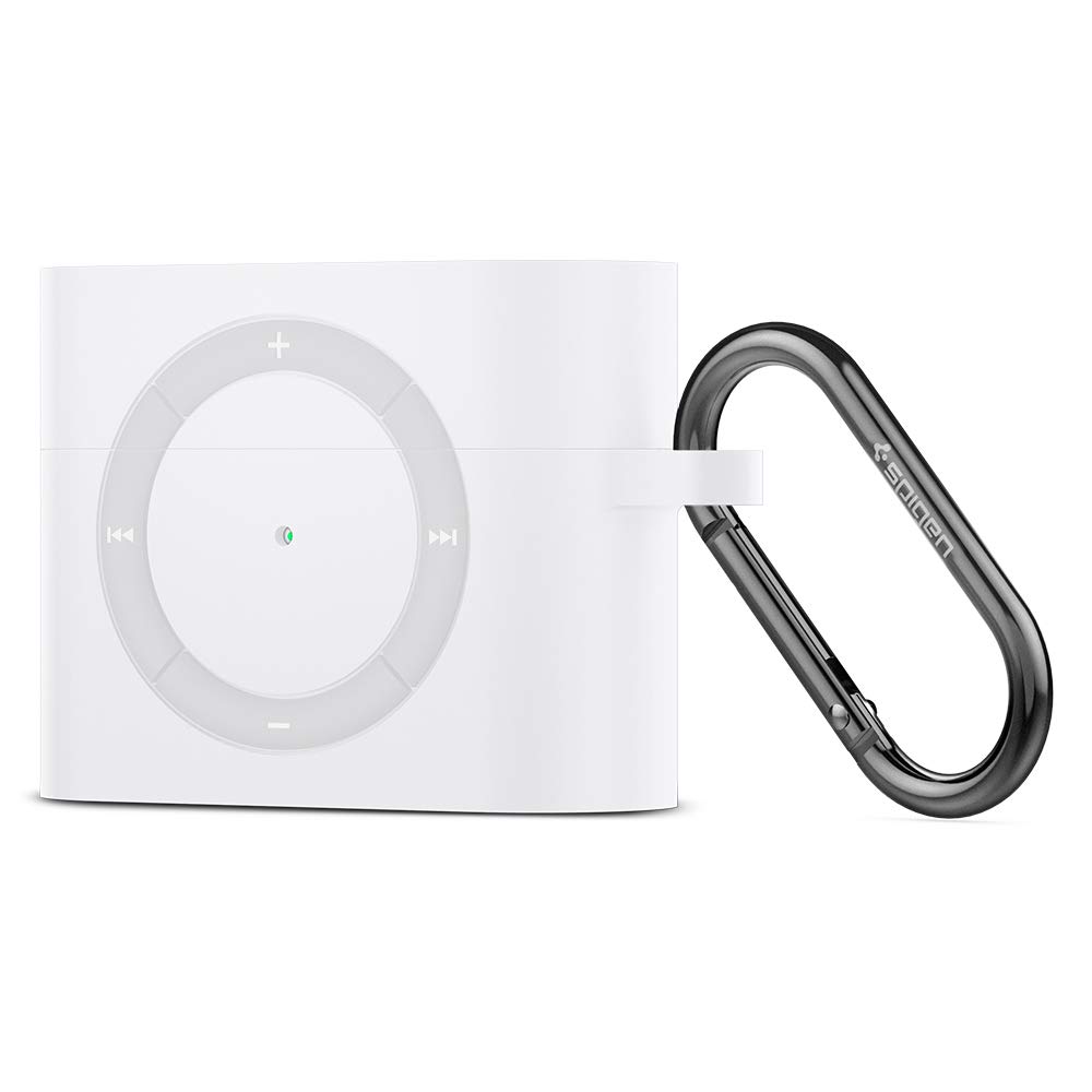 【Spigen】 AirPods Pro ケース カバー iPod shuffle 完全再現 カラビナ リング 付き シリコン 収納ケース 衝撃 吸収 軽量 キズ防止 耐衝撃 エアポッズ プロ ワイヤレス充電 対応 クラシック・シャッフル ASD02217 (ホワイト)画像