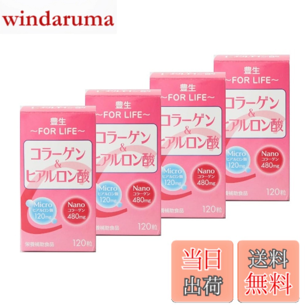 【送料無料】豊生 コラーゲン&ヒアルロン酸 120粒x4個セット