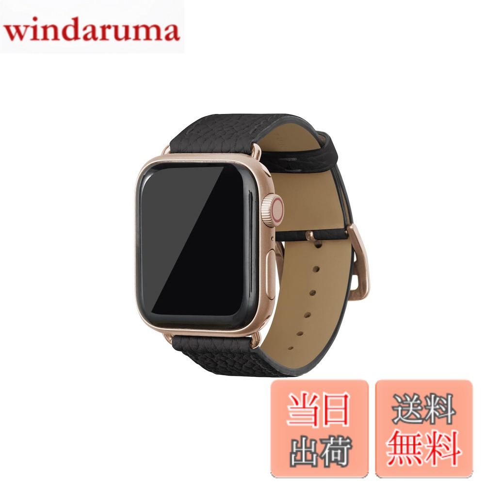 【送料無料】[BONAVENTURA] AppleWatch用 レザーバンド(アダプター:ゴールド) シュリンクレザー【38mm/40mm/41mm/42mm, M/Lサイズ】 ([ブラック ] イタリアンレザー 本革 プレゼント ギフト T40LRG-BK)｜windaruma