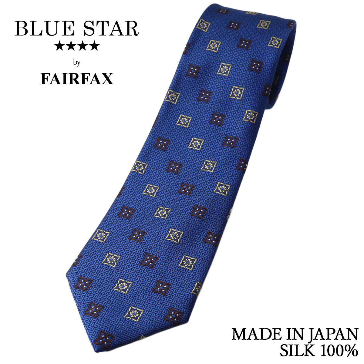 フェアファクス FAIRFAX ネクタイ レトロ小紋 織柄 ダルブルー シルク100% 日本製 ハンドメイド メンズ|ドレスシャツSHOPウィンザーノット