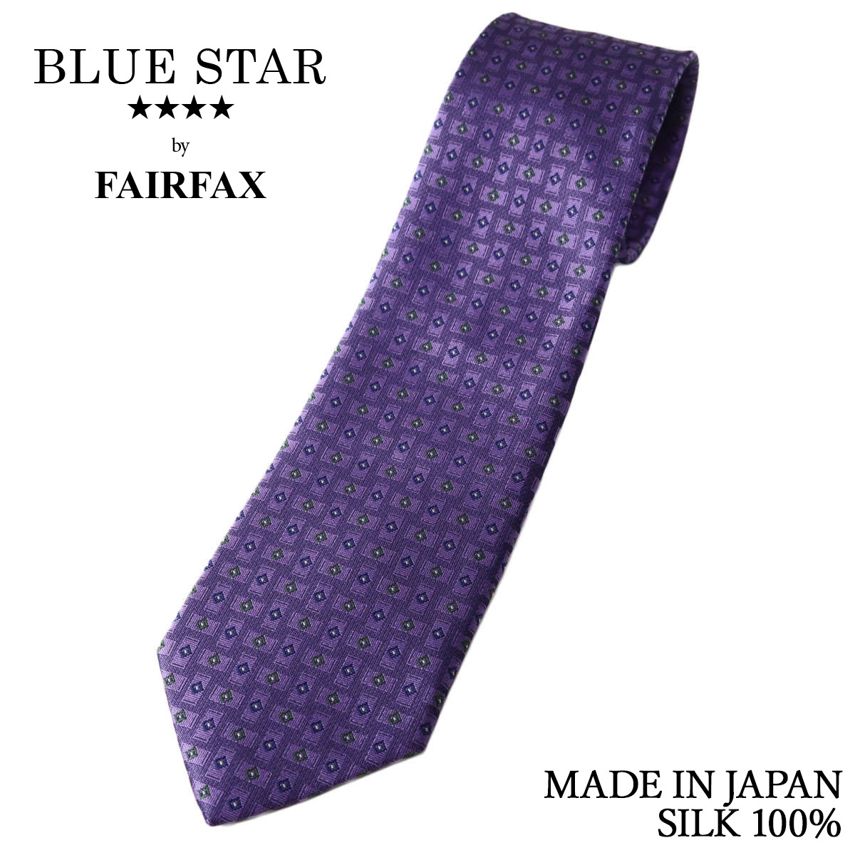 フェアファクス FAIRFAX ネクタイ マイクロ小紋 ラベンダー シルク100% 日本製 ハンドメイド メンズ 父の日