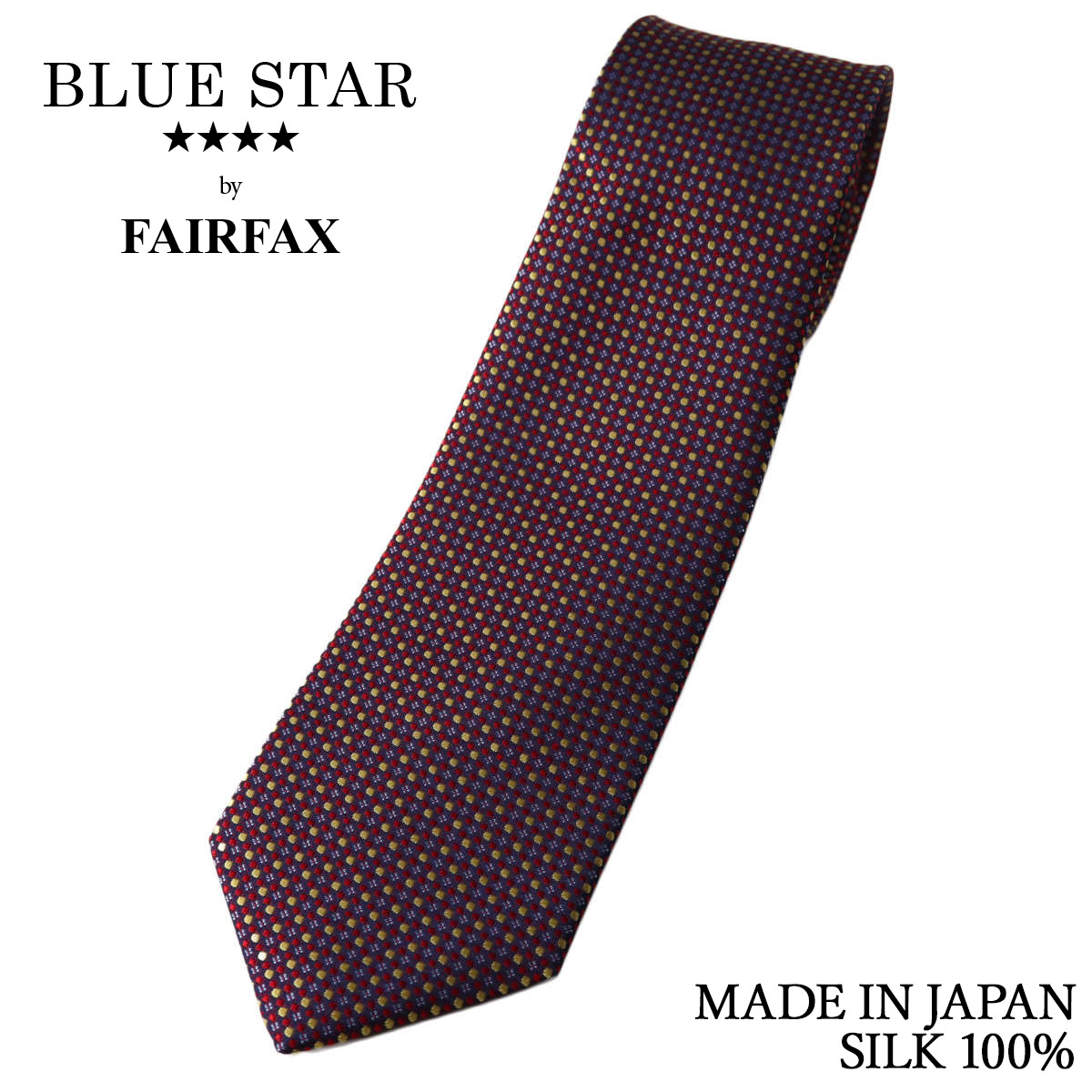 フェアファクス FAIRFAX ネクタイ マイクロ柄 小紋 レッド&times;イエロー シルク100% 日本製 ハンドメイド メンズ｜ドレスシャツSHOPウィンザーノット
