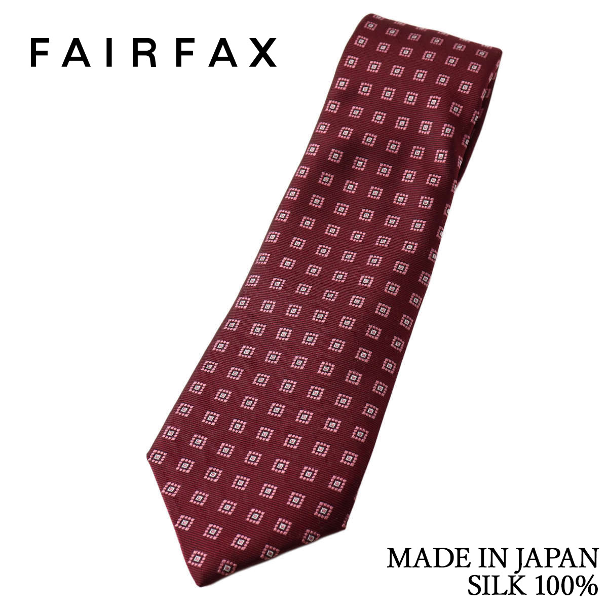 フェアファクス FAIRFAX ネクタイ 小紋 ツイル織 ガーネットレッド シルク100% 日本製 ハンドメイド メンズ|ドレスシャツSHOPウィンザーノット