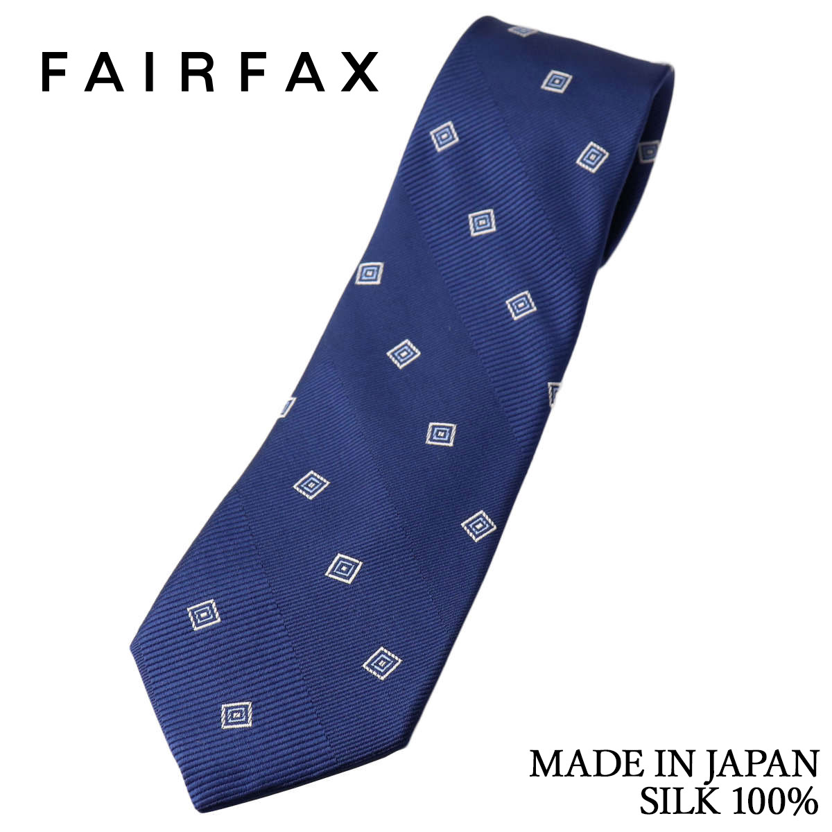 フェアファクス FAIRFAX ネクタイ 小紋 シャドーストライプ レップ織 パープルネイビー 京都丹後生地 シルク100% 日本製 ハンドメイド メンズ