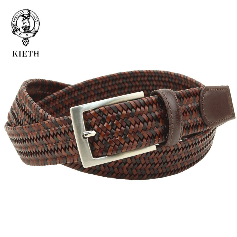 キース Kieth イタリア ドモドゾーラ社 伸縮 メッシュ レザー ベルト メンズ ブラウン 濃淡 牛革 30mm幅 フリーサイズ 日本製 結婚式 ブランド おしゃれ プレゼント 男性 ギフト 高級 かっこいい 正規取扱店
