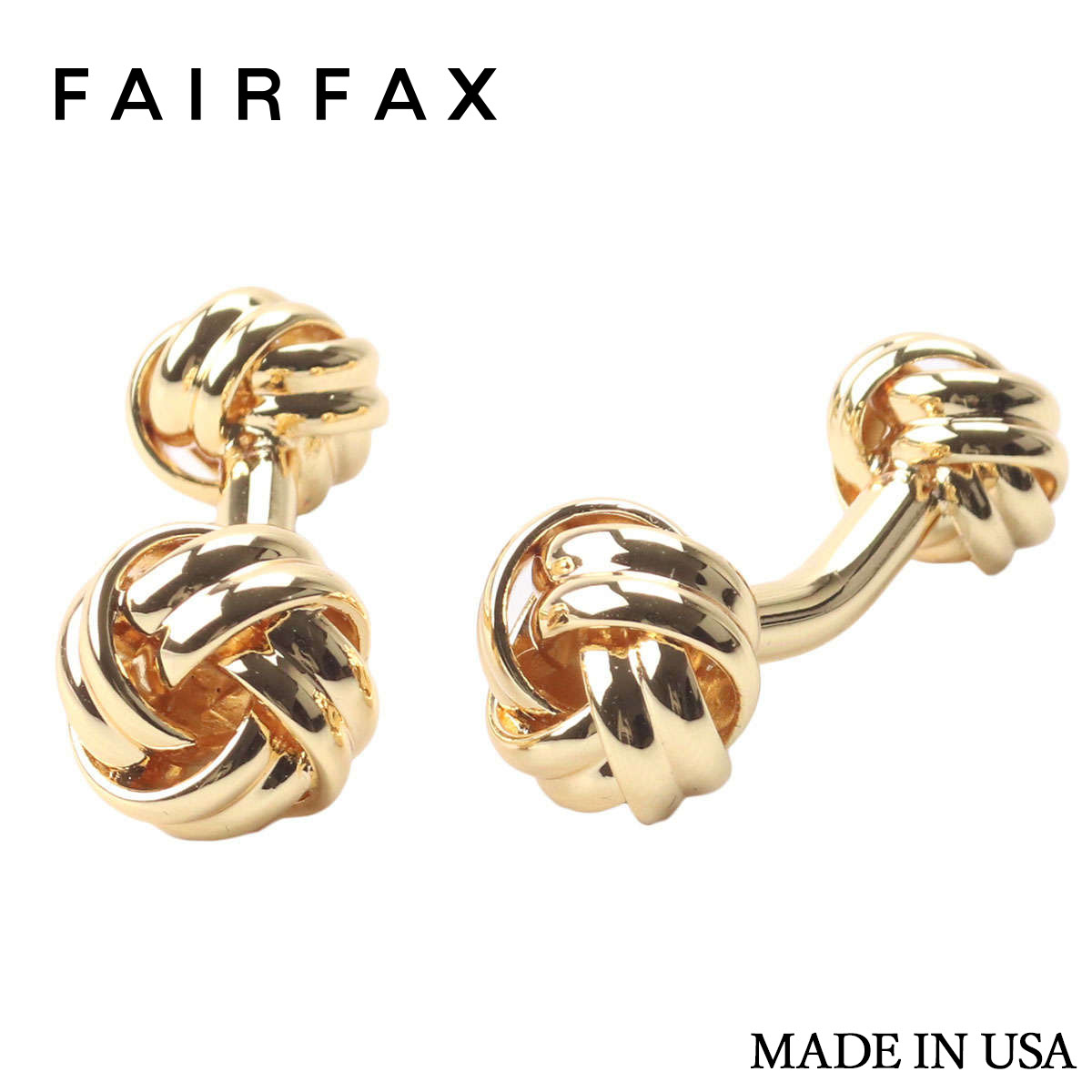 フェアファクス FAIRFAX カフリンクス 組紐デザイン 固定式 真鍮 ケース付 ゴールド アメリカ製 メンズ 父の日