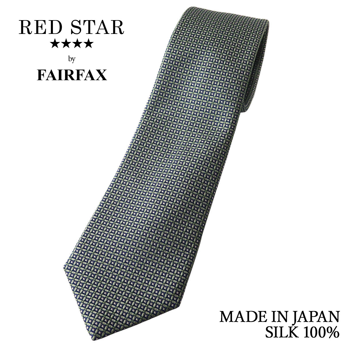 フェアファクス FAIRFAX ネクタイ マイクロ小紋柄 イエローグリーン イタリア生地 シルク100% 日本製 ハンドメイド メンズ