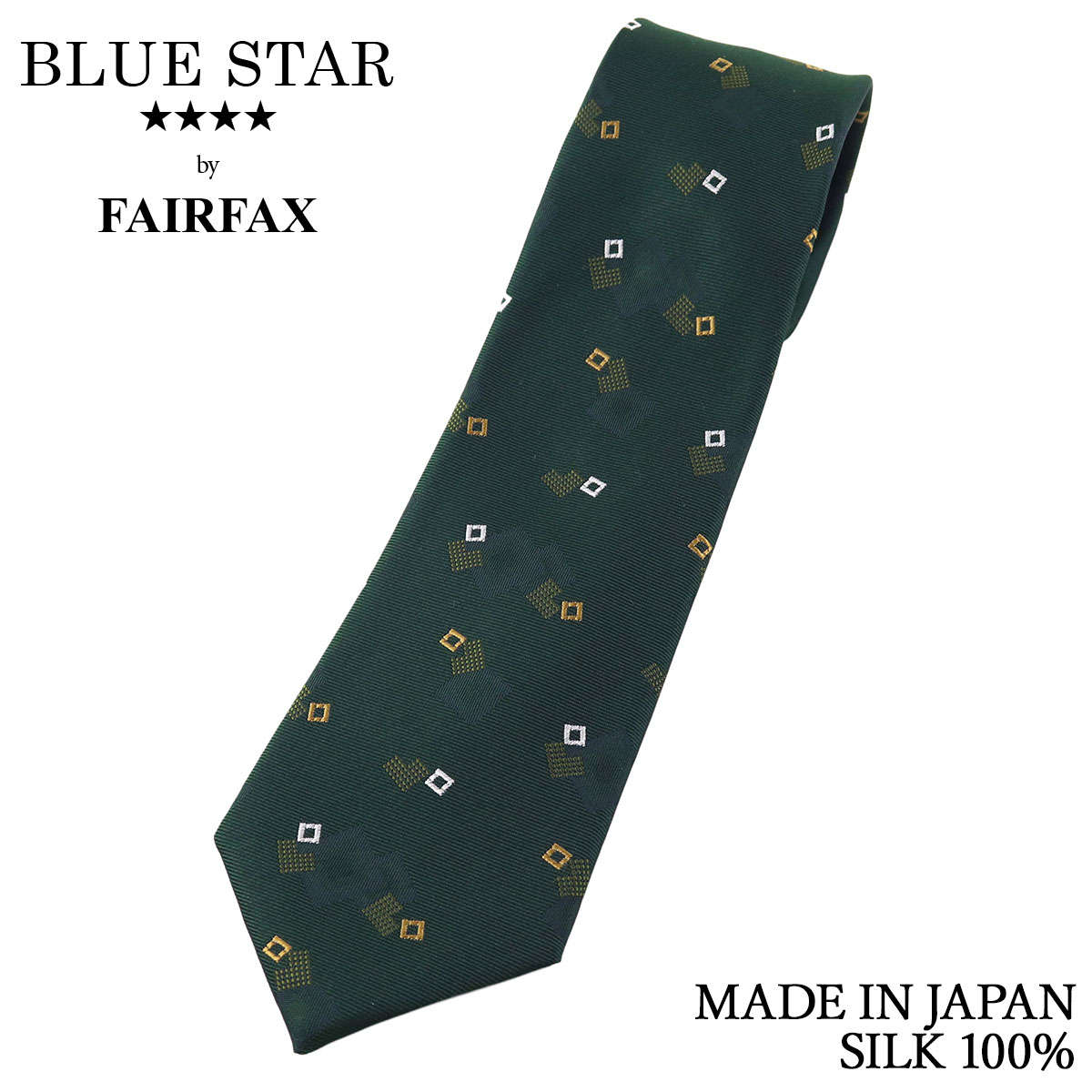 フェアファクス FAIRFAX ネクタイ 小紋柄 グリーン 織柄 シルク100% 日本製 ハンドメイド メンズ 父の日