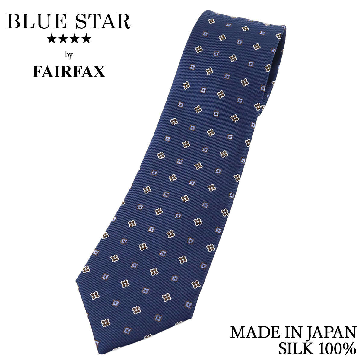 フェアファクス FAIRFAX ネクタイ 小紋柄 ダルブルー ツイル織り シルク100% 日本製 ハンドメイド メンズ 父の日