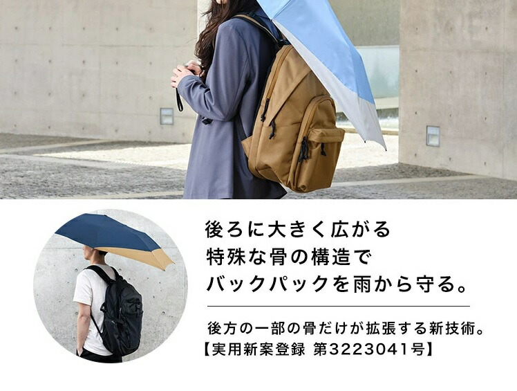 1110円 沸騰ブラドン Wpc. バックプロテクトフォールディング アンブレラ UX004 傘 雨傘 折りたたみ傘 日傘 晴雨兼用 撥水 UVカット  バイカラー ユニセックス メンズ シンプル