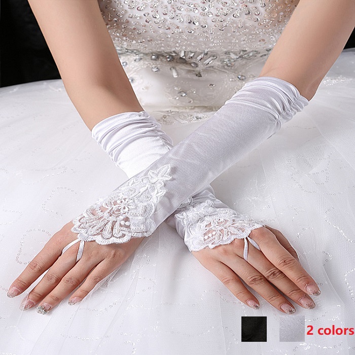 レディース手袋 ウエディング ホワイト 冠婚葬祭 花柄 手袋
