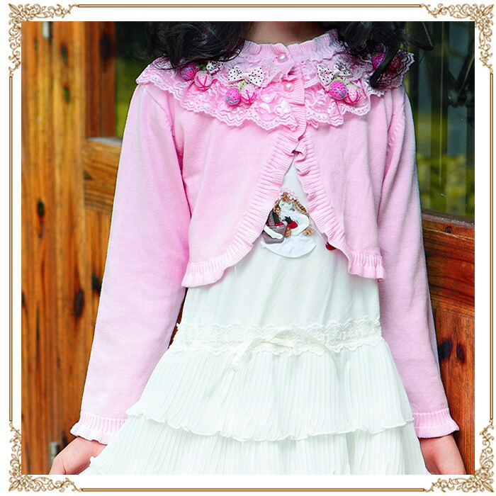 windygirl Rakuten Global Market Cardigan child children's clothes knit embroidery bolero pink