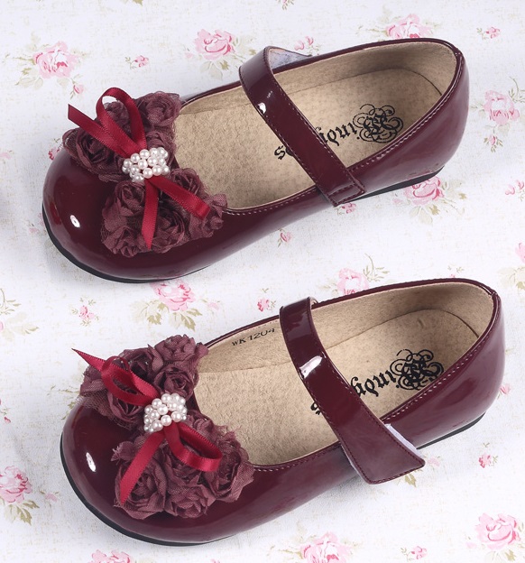 formal shoes wine red four circle shoes 
