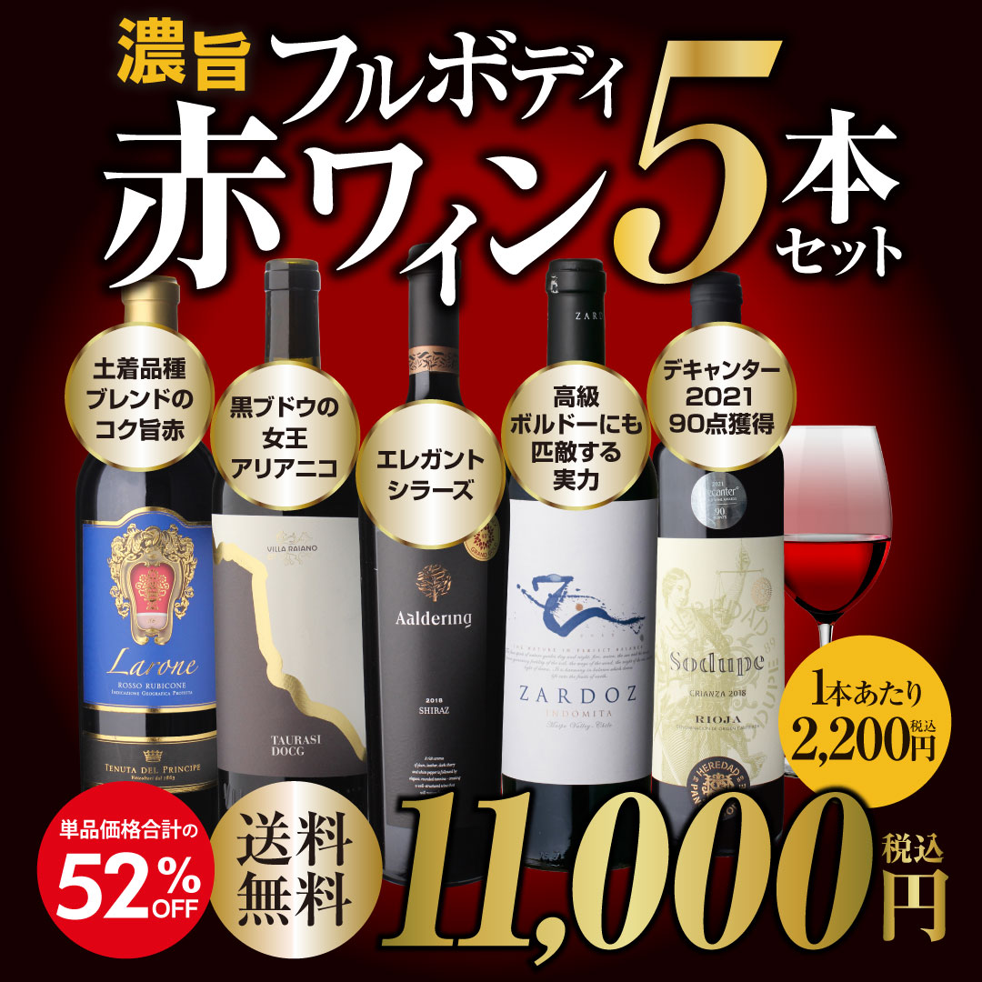 送料無料 1本あたり2 0円 税込 ワインセット P10対象外 第10弾 長s 飲み比べ 5本セット 赤ワイン 赤 飲み比べセット 濃旨フルボディ