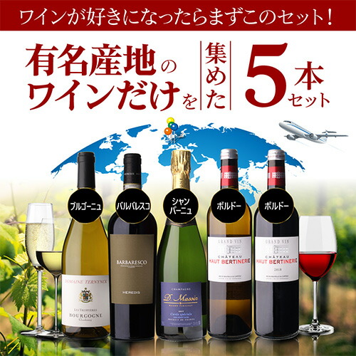 【40%OFF 12/7まで】ワインセット 有名産地のワインだけを集めた5本セット 5弾 750ml 5本入 浜運A【送料無料】
