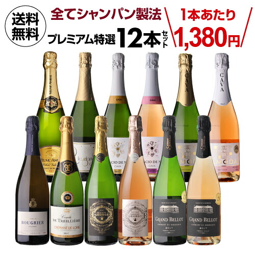 【1,380円/本 送料無料】 全てシャンパーニュと同製法！プレミアム特選スパークリングワイン12本 64弾 浜運A 送料無料 手土産 お祝い 厳選 ギフト パーティー プレゼント 飲み比べ