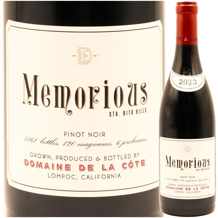 ドメーヌ ド ラ コート ピノノワール “メモリアス” カリフォルニア 2023Domaine de la Cote Memorious Santa Rita Hills Pinot Noir 750ml赤ワイン 赤 ワイン ギフト プレゼント レア 希少 割り当て ラジャ パー サシ ムーアマン ド ラ コート ddlc|青山ワインマーケット