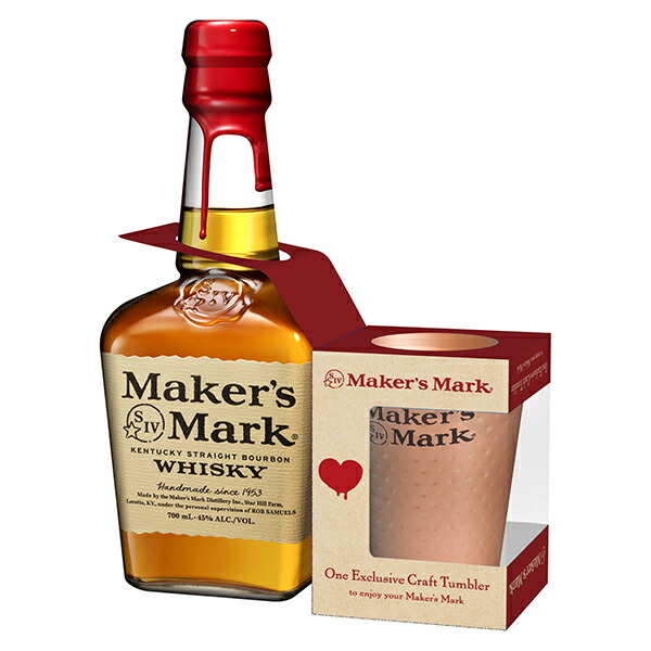 メーカーズマーク 700ml オリジナルグラス&コースター付き 2本セット Maker's Mark メーカーズマーク 封ろうコースター＆グラス付き