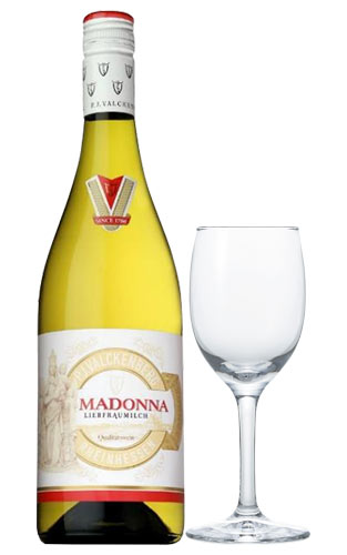 リープフラウミルヒ マドンナ 2018 ＆ グラス1脚付きスペシャルセット Q.b.A. (ファルケンベルグ社) ドイツ ラインヘッセン (裏ラベルにロットNo入り) 白ワイン ワイン やや甘口 750mlLiebfraumilch Madonna Q.b.A. [2018] Original Glass P.J. Valckenberg