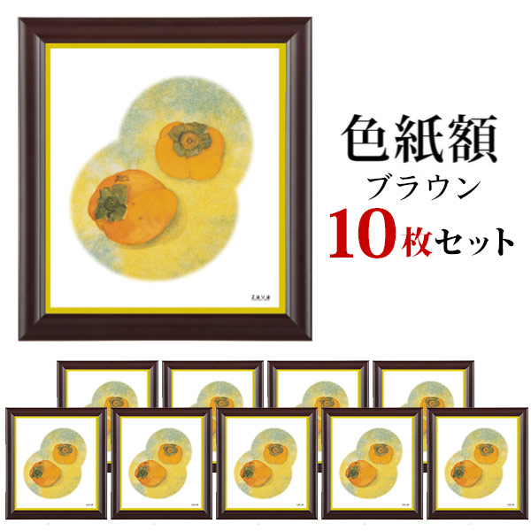 色紙額 ブラウン 10枚 セット 軽量 色紙 サイン 寄書き イラスト 額縁 万丈