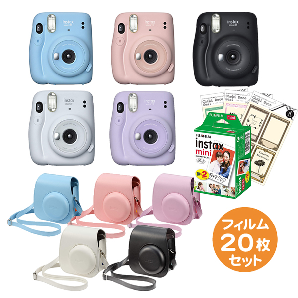 楽天市場 富士フイルム インスタントカメラ チェキ Instax Mini 11 本体 チェキフィルム枚 速写ケース チェキデコシール3枚 セット かわいい 上品 おしゃれ 初心者向け 送料無料 フイルム 雑貨 写楽