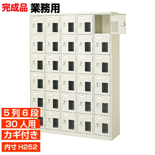 玄関収納 役所 業務用 内寸高252mm 窓付き扉下駄箱 内寸高252mm 期間限定ポイント3倍 業務用 鍵付 中棚無 玄関収納 30人用 Eモノショップ 歯科医院 5列6段 環境に優しい国内生産品 設置 階段上応談