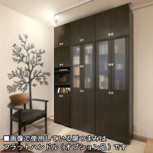 幅広オープン収納棚 高さ２１７～２２６ｃｍ幅８１～９０ｃｍ奥行１９ｃｍ厚棚板（棚板厚2.5cm）　本体棚扉サイズ:上扉72.5cm+下扉72.5cm (高さ\u003dラック高さ178cm+突張棚高さ32cm+伸縮突張金具) 飾り棚付両開き扉幅広オープン収納棚