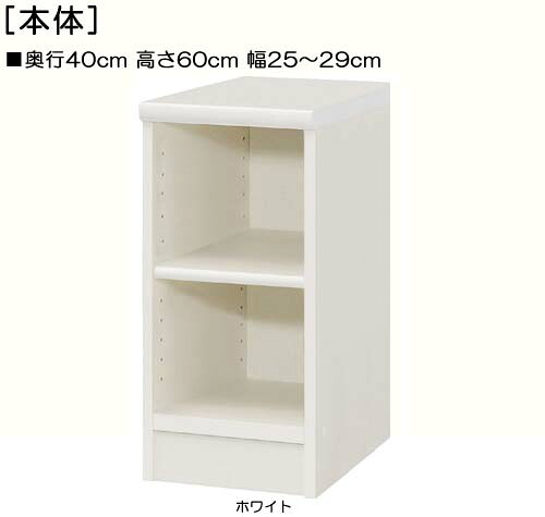 本箱 高さ６０ｃｍ幅２５～２９ｃｍ奥行４０ｃｍ 洋服ラック 塾棚 幅1cm単位でオーダー 標準棚板ボード 本箱 本棚 幅 25 cm 寸法 指定
