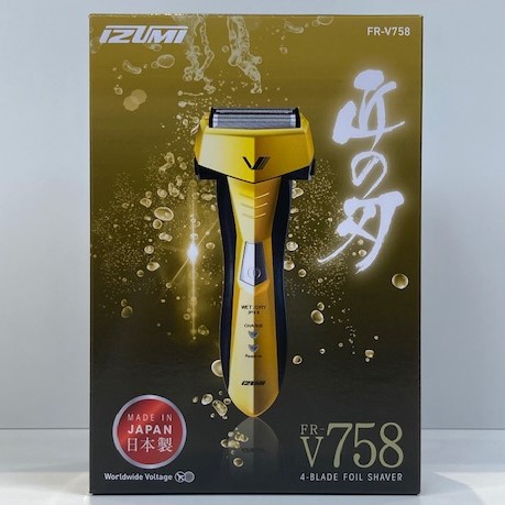 おすすめ Izumi 泉精器製作所 Fr V758uj 4枚刃 電気シェーバー メンズシェーバー 髭剃り ヒゲ剃り 匠の刃 日本製 お風呂剃り 防水 本体丸洗い Ipx8 ツーリストモデル 海外仕様 Ac100 240v ゴールド お風呂剃りシリーズ 往復式 電池長持ち 4週間充電不要 品数豊富