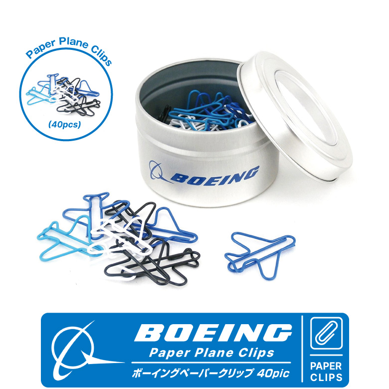 楽天市場 Boeing ボーイング飛行機型ペーパークリップ クリップ40個ロゴ入り ケース 付きボーイング 航空 エアライン グッズ Goods エアーズショップ Winglet