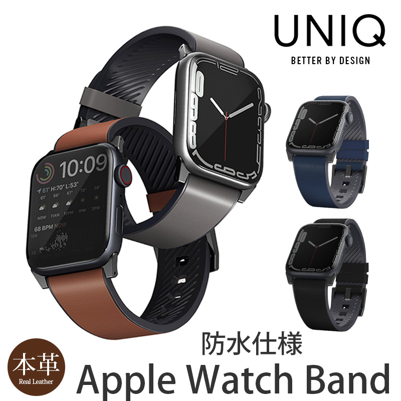 UNIQ STRADEN Apple Watch バンド AppleWatch バンド ブランド メンズ レザー アップル ウォッチ ベルト ウルトラ バンド スポーツ バンド 防水 ビジネス ランニング 高級 大きいサイズ 男性 交換バンド Ultra3 Ultra 2 49mm 46mm 45mm 44mm 42m Series 10 9 8 6 Series11