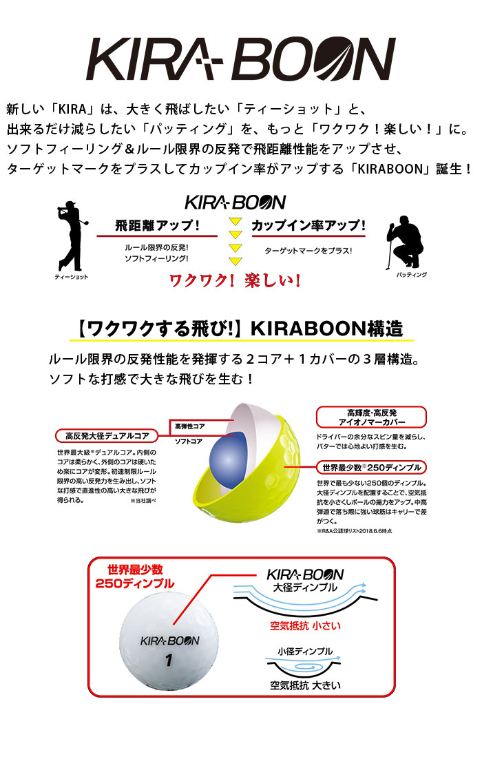 即納★キャスコKIRABOONキラブーン1ダース(12球)ゴルフボール3ピースボールキラブーンKASCO【新品】