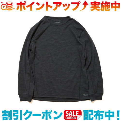 クーポン配布中☆(NANGA)ナンガ メリノウール ベースレイヤーロングスリーブトップ GRY S