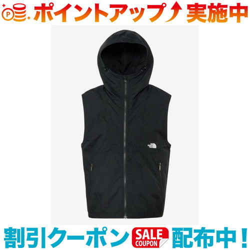 クーポン配布中☆(THE NORTH FACE)ザ・ノース・フェイス コンパクトフーデッドベスト (ブラック)