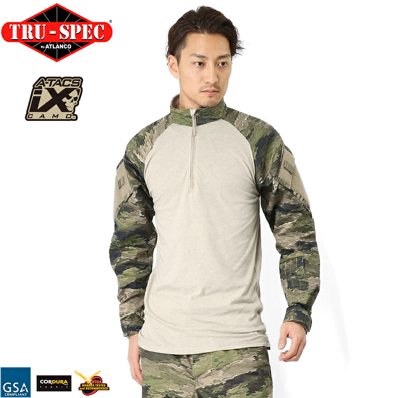★TRU-SPEC トゥルースペック 1/4 ZIP COMBAT シャツ A-TACS iX《WIP03》【クーポン対象外】【T】