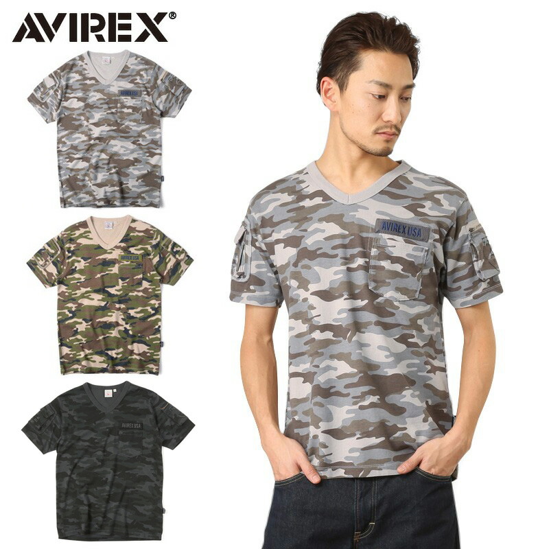 楽天市場】AVIREX アビレックス 6153347 FATIGUE VネックTシャツ CAMO