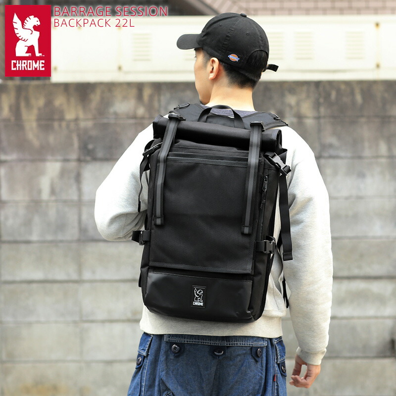スケートボード CHROME BARRAGE SESSION BACKPACK CHROME】BARRAGE SESSION BACKPACK カラー：black クローム
