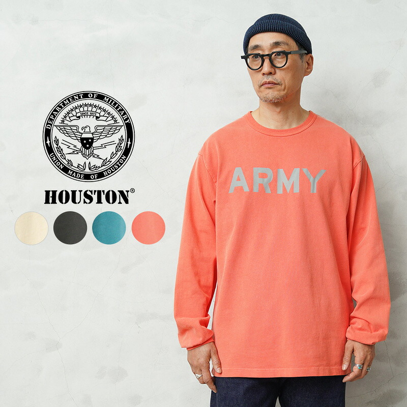 【楽天市場】HOUSTON ヒューストン 22392 U.S. COTTON PIGMENT DYE ARMY ピグメント プリント Tシャツ ...