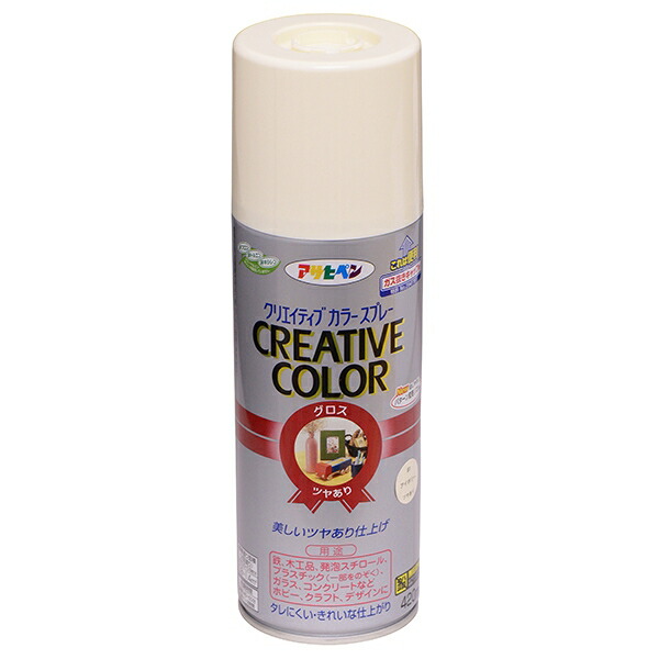 塗料 クリエイティブカラースプレー 420ml ×6本 81 アイボリー アサヒペン つやあり 油性塗料 スプレー塗料 ペンキ 油性 スプレー カラースプレー 塗装