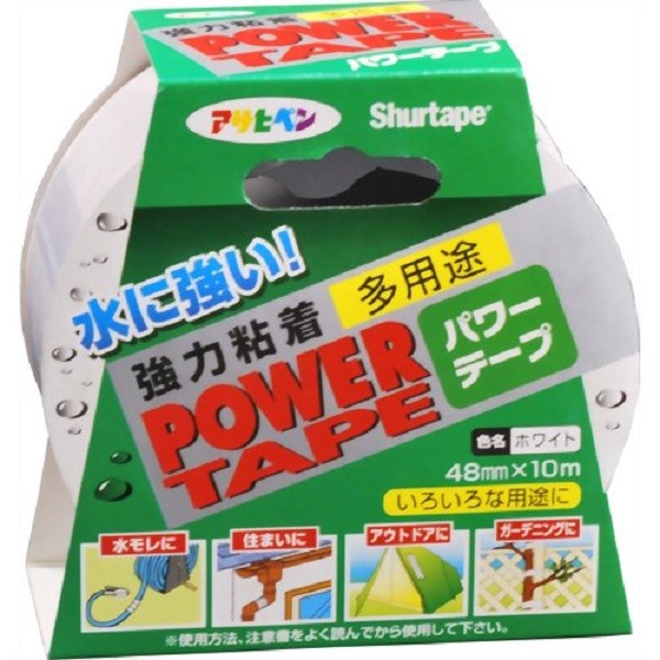 テープ パワーテープ ホワイト &times;24個 48mm&times;10m T102 アサヒペン 防水テープ 梱包テープ 粘着テープ PEテープ 補修テープ 補修 補強 ガーデニング アウトドア｜ワイズライフ