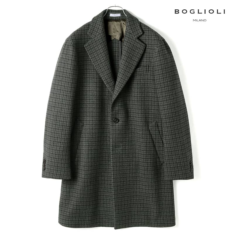 【楽天市場】boglioli ボリオリ｜ウールカシミヤライトツイードガンクラブチェック柄チェスターコート｜（オリーブグレー×ブラック×ブラウン）｜ 秋冬 チェックコート ロングコート