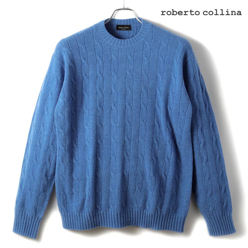 ロベルトコリーナ メリノウール クルーネックニット ブルー 48 楽天市場】roberto collina / ロベルトコリーナ｜エクストラ