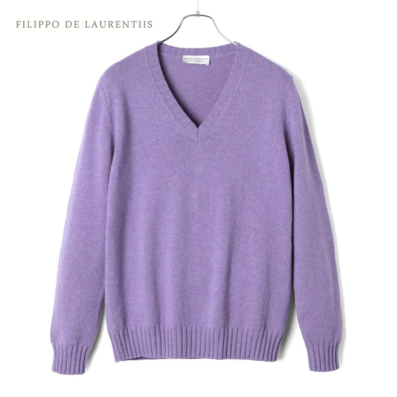 【50%OFF】 FILIPPO DE LAURENTIIS / フィリッポ デ ローレンティス｜カシミヤミドルゲージVネックニット(CV3ML/BC7R)｜（メランジライトパープル）｜ 秋冬 セーター カシミア brit cashmere メンズ イタリア アウトレット｜WISE MAN&rsquo;S STORE 店