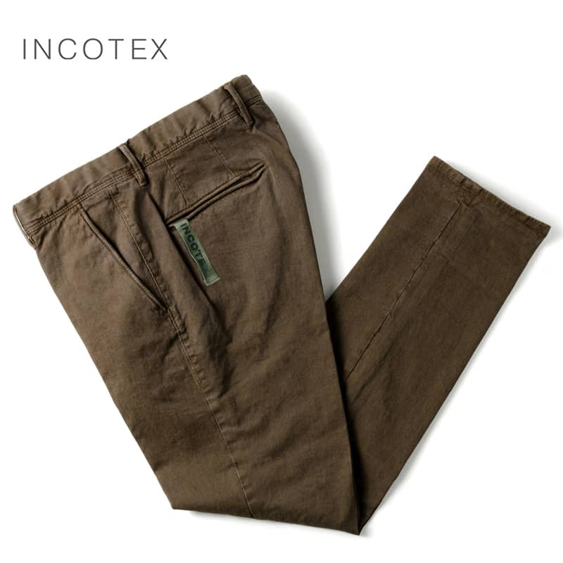 【楽天市場】INCOTEX SLACKS / インコテックス スラックス｜製品洗いコットンウールストレッチジャカード1プリーツパンツ(173型/REGULAR  FIT)｜（ブラウン基調）｜ 秋冬 ボトムス スラックス チノパン コットンパンツ メンズ イタリア アウトレット ...