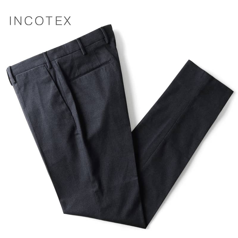 INCOTEX ストライプ柄ノータックスラックスパンツ グレー/TW51 itx2360062-1.jpg