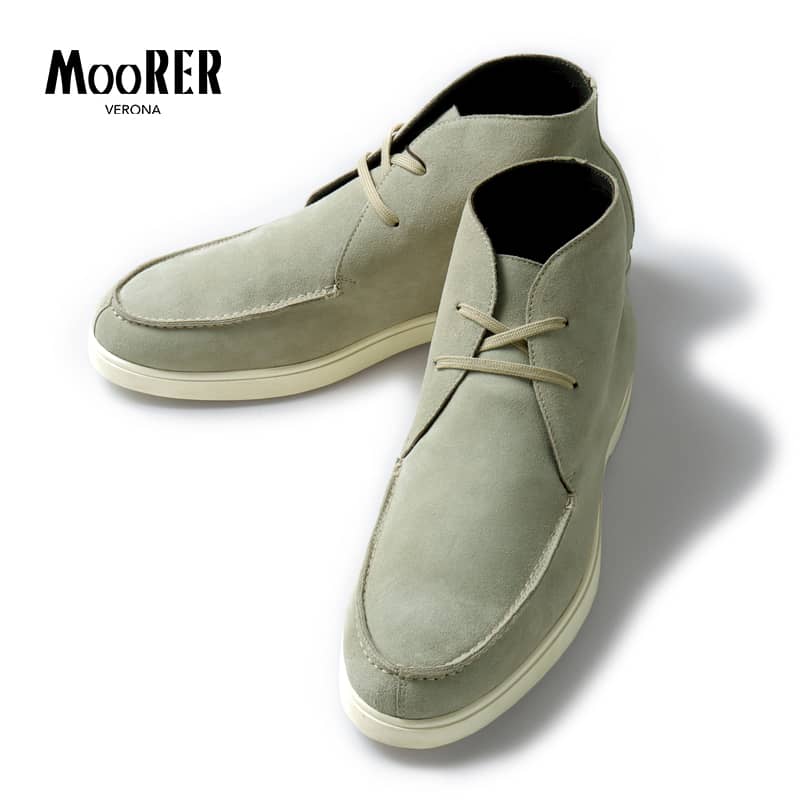 【60%OFF】MOORER / ムーレー｜カーフスエードレザーモカシンアンクルブーツ(BRUSCHI-P5)｜（SABBIA）｜ 秋冬 靴 シューズ カーフレザー 牛革 カシミヤ裏地 モカシンシューズ ミドルカットブーツ メンズ イタリア アウトレット