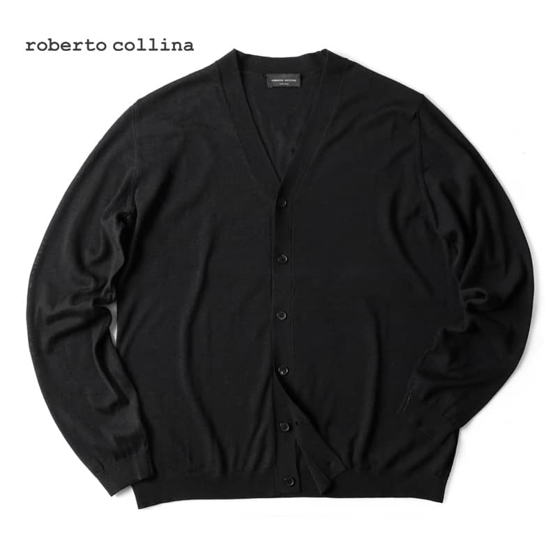 美品roberto collina ウール ニット カーディガン 48 黒 美品roberto collina ウール ニット カーディガン 48 黒 roberto