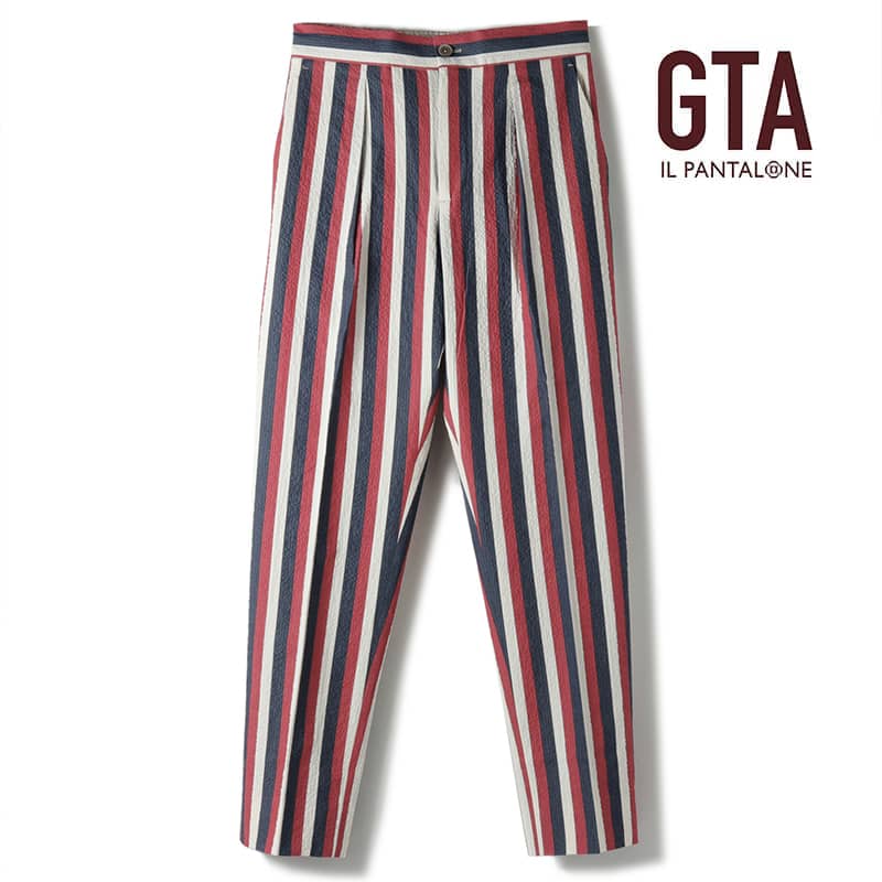 ★シアサッカー★ GTA パンツ ストライプ ルーマニア製 ドローコード 白×紺 ☆シアサッカー☆ GTA パンツ ストライプ ルーマニア製 ドロー